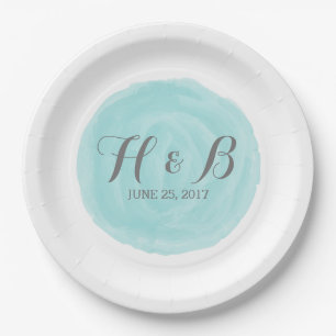 Prato De Papel Placas De Papel De Casamento Com Aquarela Turquesa