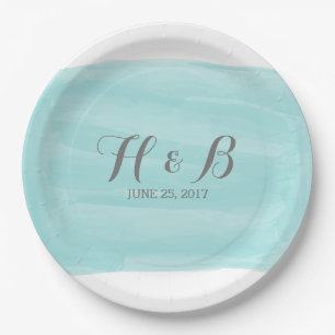 Prato De Papel Placas De Papel De Casamento Com Aquarela Turquesa