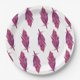 Prato De Papel Placas de papel de cor d'água rosa vermelha