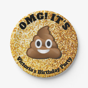 Prato De Papel Placas de papel de Emoji do tombadilho Dourado do