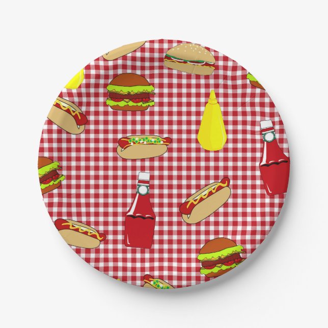 Prato De Papel Placas de papel de feliz aniversario do piquenique (Frente)