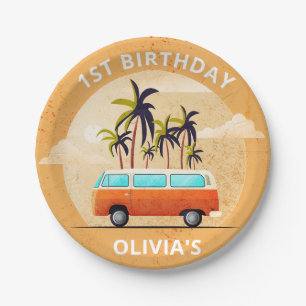 Prato De Papel Placas de papel de Festa de aniversário de surfe n