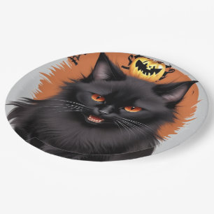 Prato De Papel Placas de papel de festas de Halloween para gatos 
