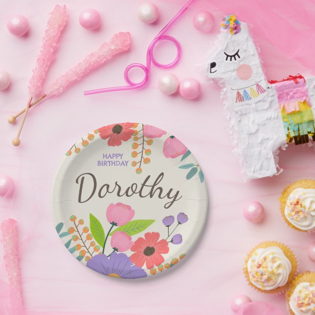 Prato De Papel Placas de Papel de Flores Selvagens Whimsical com  (Festa)