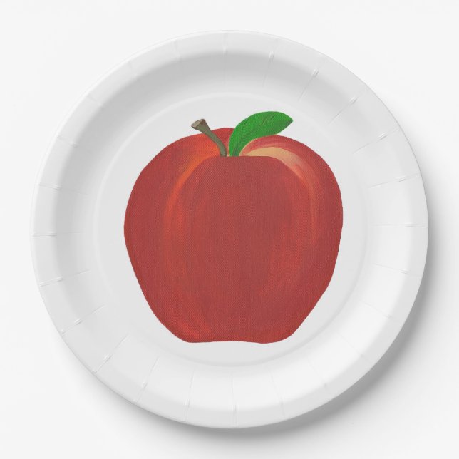 Prato De Papel Placas de papel de Fruta para pintura de Maçã Verm (Frente)