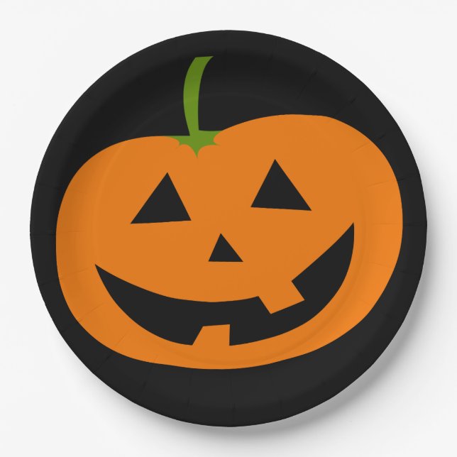 PRATO DE PAPEL PLACAS DE PAPEL DE HALLOWEEN JACK-O-LANTERN (Frente)