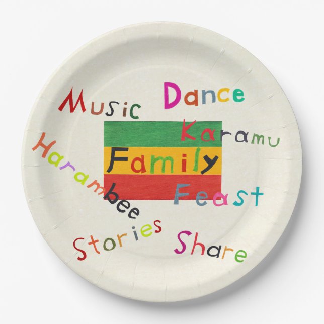Prato De Papel Placas de papel de Karamu das criações de Kwanzaa (Frente)