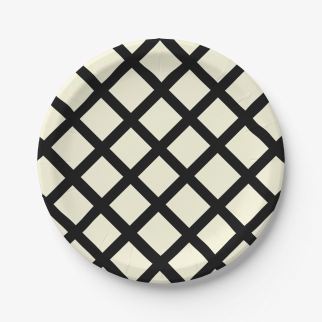 Prato De Papel Placas de papel de latência (creme e preto) (Frente)