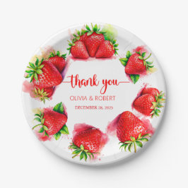 Prato De Papel Placas de papel de morango - Tabuleiro bonito e di