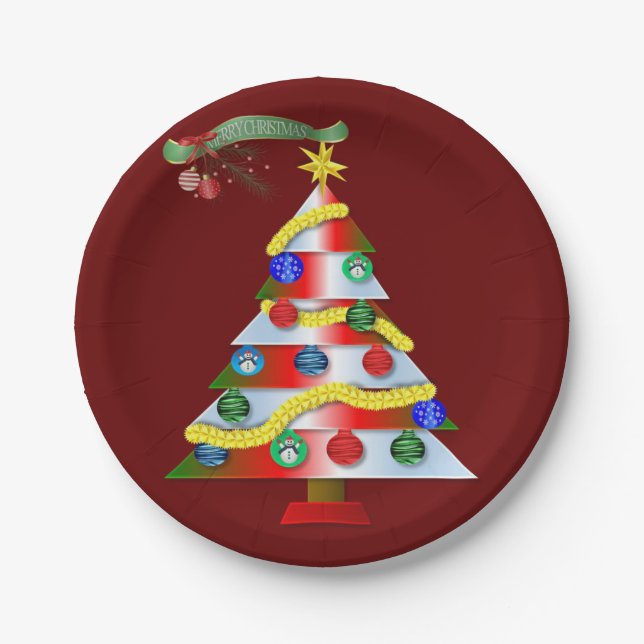 Prato De Papel Placas de Papel de Natal, Árvore de Natal (Frente)