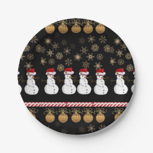 Prato De Papel Placas de papel de Natal, boneco de neve