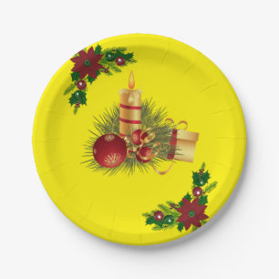 Prato De Papel Placas de papel de Natal, Dourada Vela