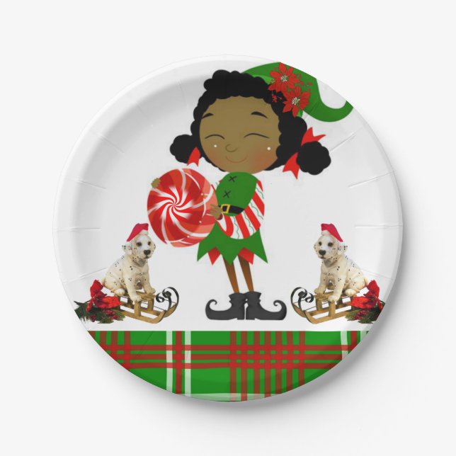 Prato De Papel Placas de papel de Natal, Elf Africano (Frente)