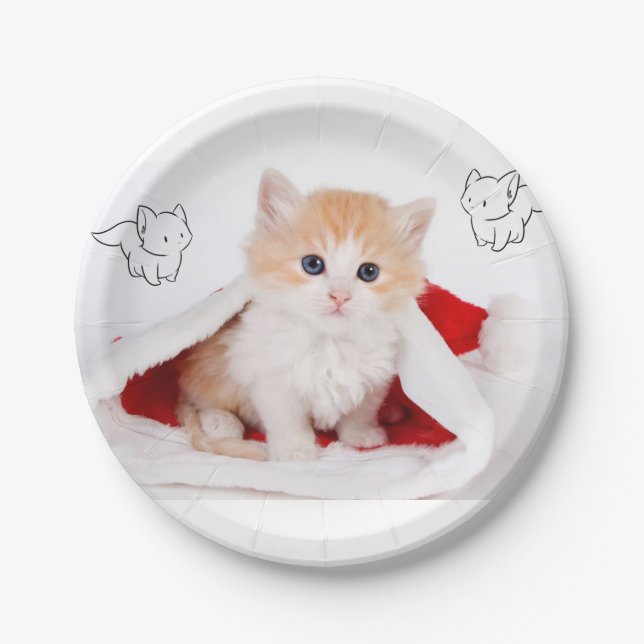 Prato De Papel Placas de Papel de Natal, Kitten (Frente)