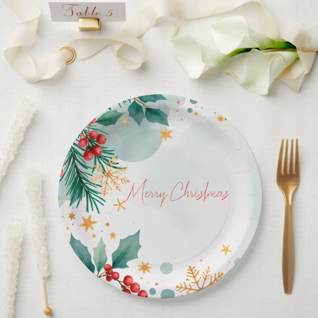 Prato De Papel Placas de Papel de Natal Merry - Elegante (Casamento)