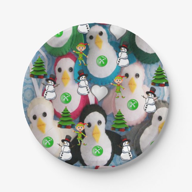 Prato De Papel Placas de Papel de Natal, Pinguim (Frente)