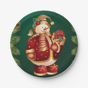 Prato De Papel Placas de Papel de Natal, Snowman