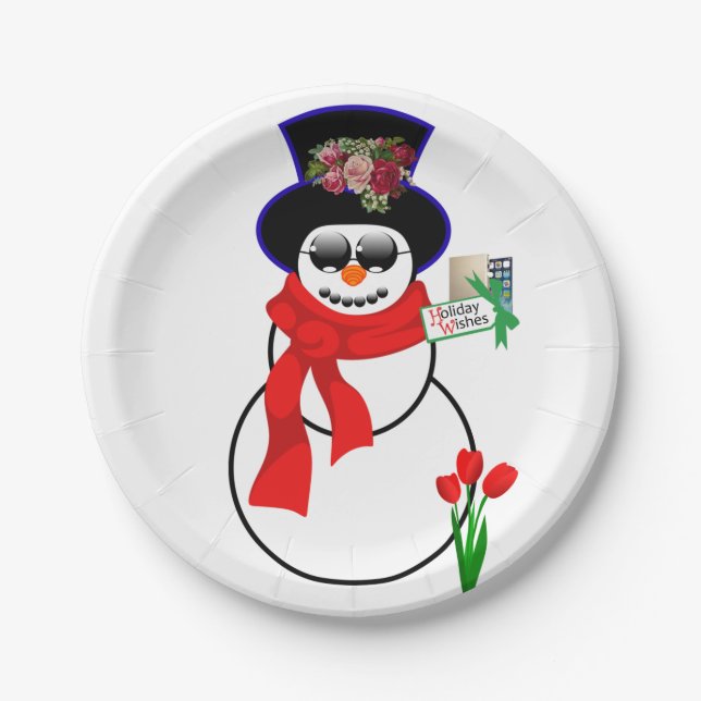 Prato De Papel Placas de Papel de Natal, Snowman (Frente)
