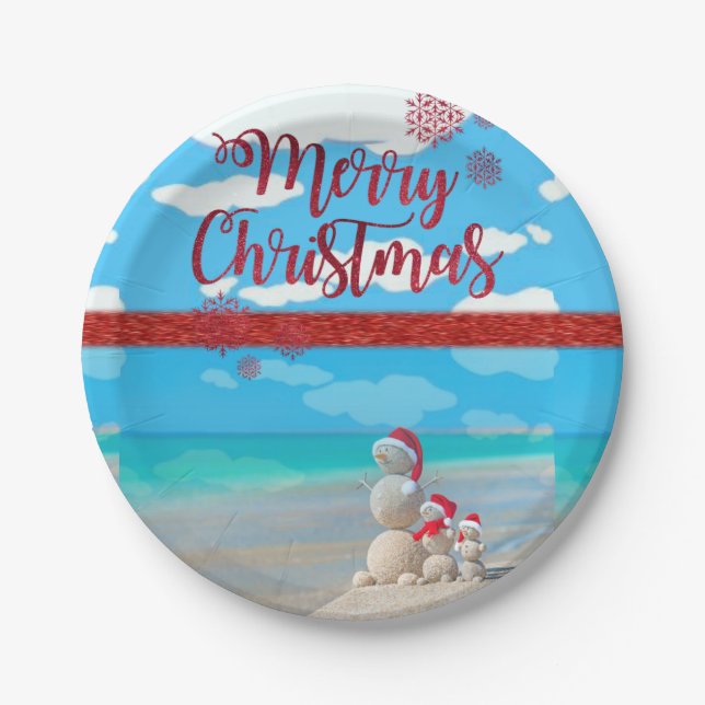 Prato De Papel Placas de Papel de Natal, Snowman (Frente)