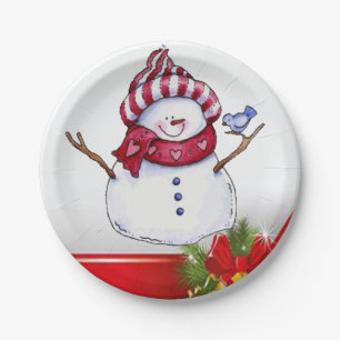 Prato De Papel Placas de Papel de Natal, Snowman