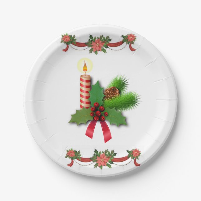 Prato De Papel Placas de Papel de Natal, Vela de Natal (Frente)