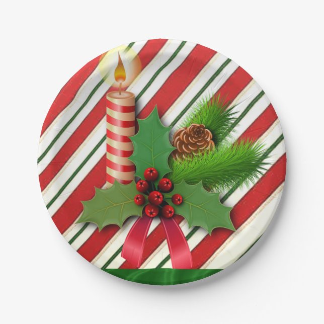 Prato De Papel Placas de Papel de Natal, Vela de Natal (Frente)