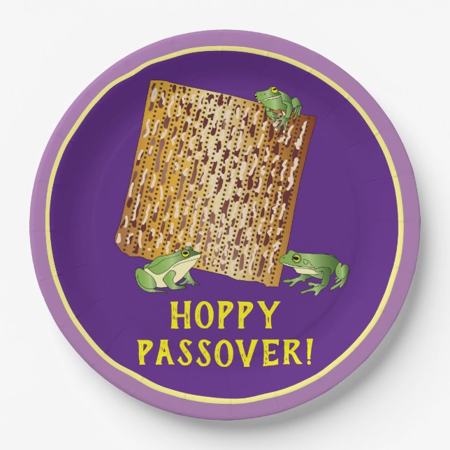 Prato De Papel Placas de papel de passagem (Hoppy Passover Paper) (Frente)