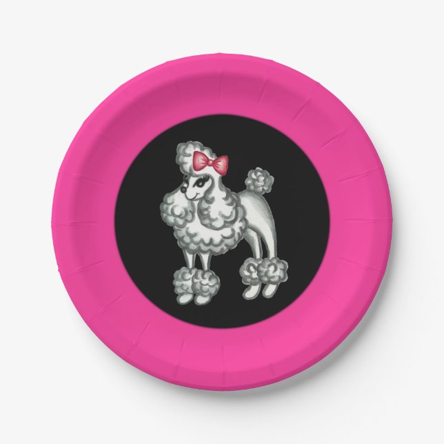 Prato De Papel Placas de papel de poodle para retrô (Frente)