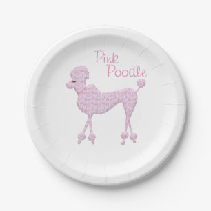 Prato De Papel Placas de papel de poodle rosa
