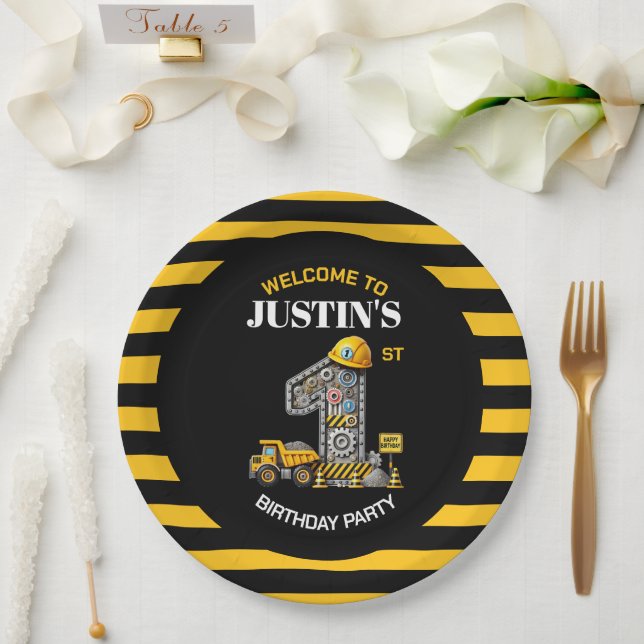 Prato De Papel Placas de papel de primeiro aniversario de constru (Casamento)