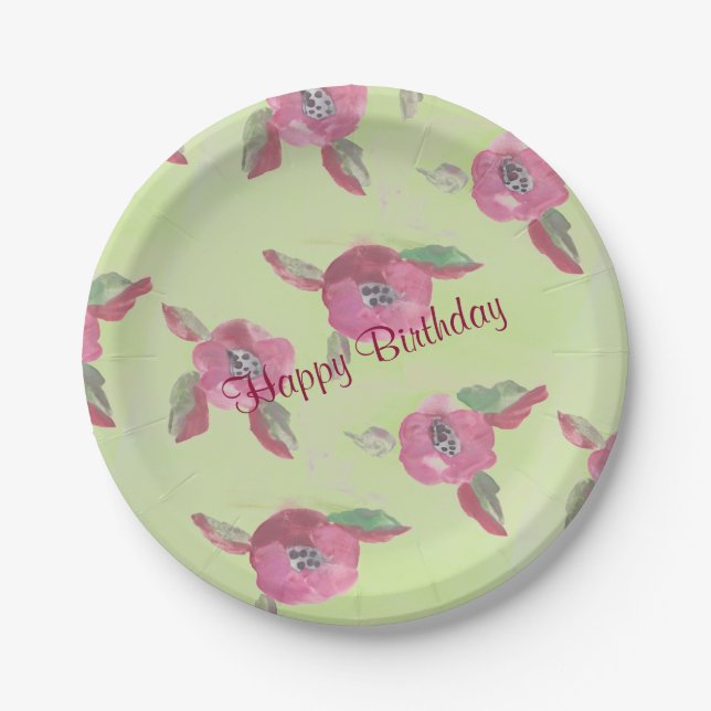 Prato De Papel Placas De Papel De rico Com Padrão De Aquarela (Frente)