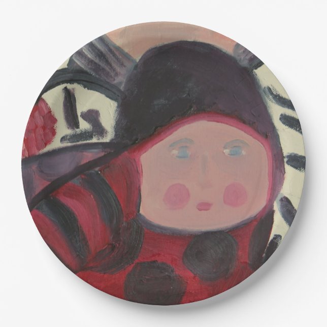 Prato De Papel Placas de papel do aniversário do joaninha (Frente)