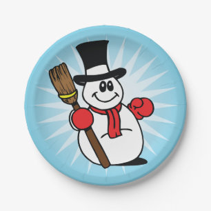 Prato De Papel Placas de papel do boneco de neve