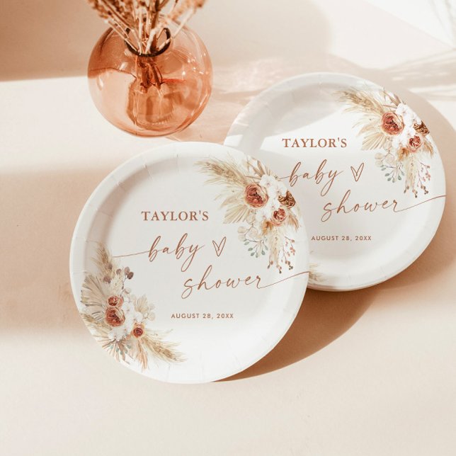 Prato De Papel Placas de papel do Chá de fraldas Boho | Moderno F (Criador carregado)