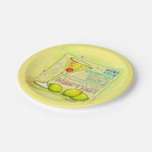 PRATO DE PAPEL PLACAS DE PAPEL DO COCKTAIL - GOTA DE LIMÃO