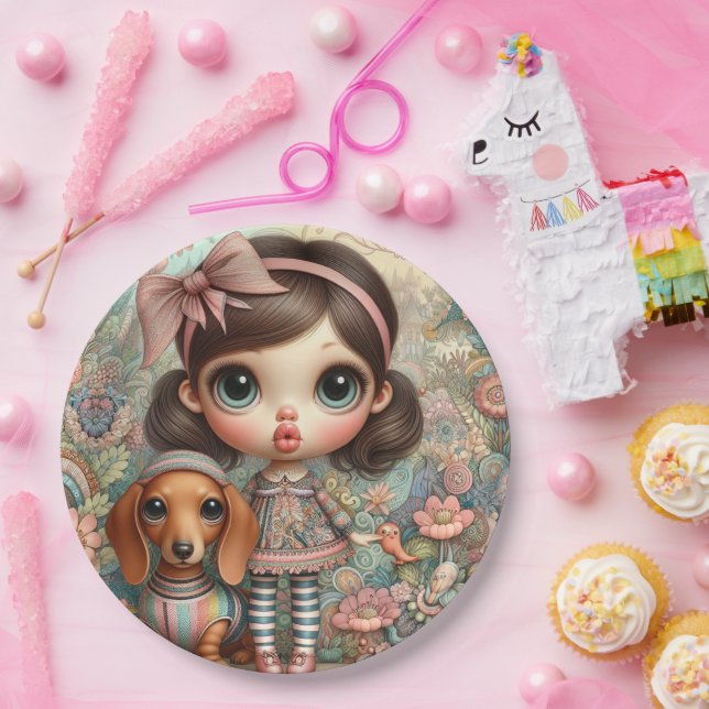 Prato De Papel Placas de papel do Dachshund para olhos grandes (Festa)