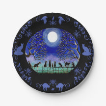 Placas de papel do Dia das Bruxas dos gatos pretos