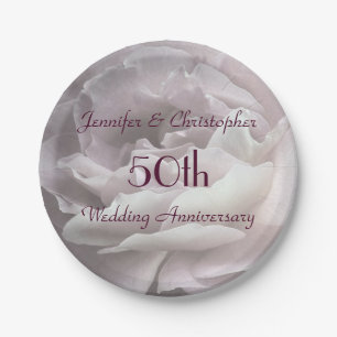 Prato De Papel Placas de papel do rosa do rosa, 50th aniversário