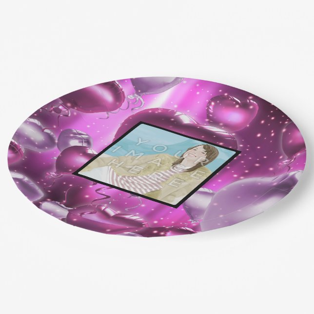 Prato De Papel Placas de papel dos corações feitos sob encomenda (Inclinado)