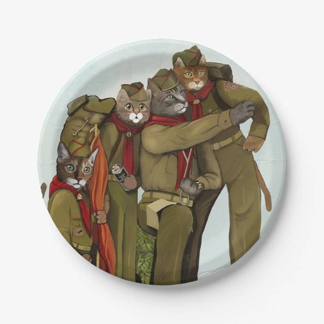 Prato De Papel Placas de papel dos escuteiros oficiais do gato (Frente)