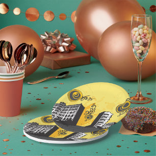 Prato De Papel Placas de papel em cena urbana