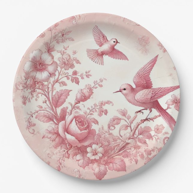 Prato De Papel Placas de papel em forma de papel rosa para vinagr (Frente)