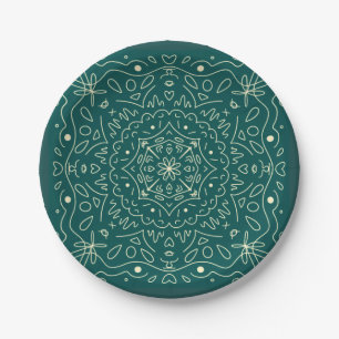 Prato De Papel Placas de papel Emerald Mandala