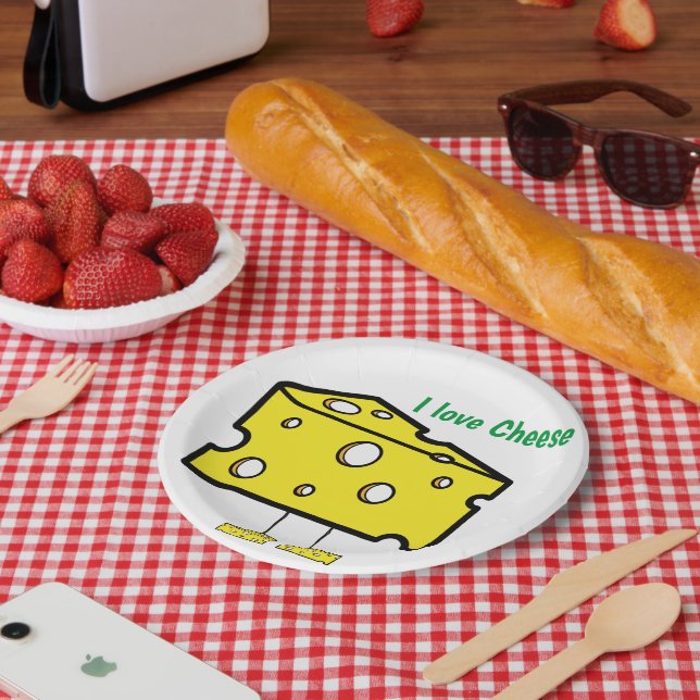Prato De Papel Placas De Papel, Eu Adoro Placas De Papel Queijo (Piquenique)