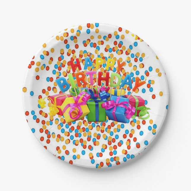 Prato De Papel Placas de Papel, Feliz Aniversário (Frente)