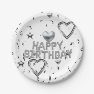 Prato De Papel Placas de Papel, Feliz Aniversário, Corações de
