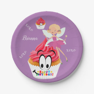 Prato De Papel Placas de papel, Feliz aniversário Fada de Cupcake
