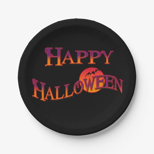 Prato De Papel Placas de Papel Feliz Halloween (Frente)