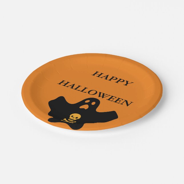 Prato De Papel Placas de Papel Feliz Halloween (Inclinado)