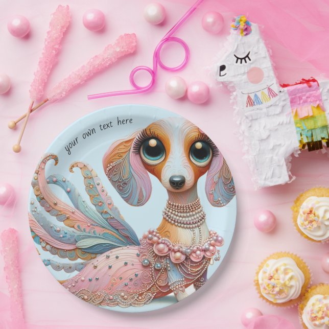 Prato De Papel Placas De Papel Femininas Dachshund (Festa)